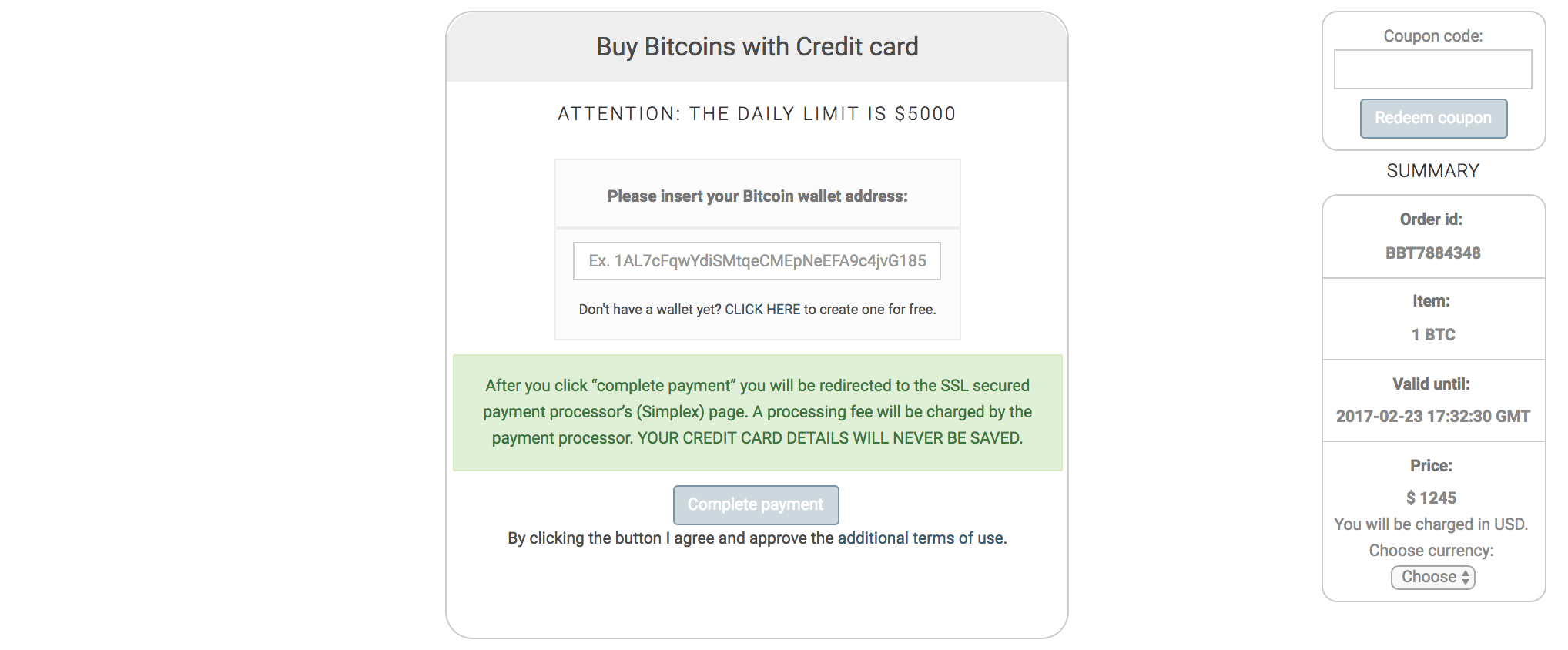 buy bitcoin for wallet with credit card no verification